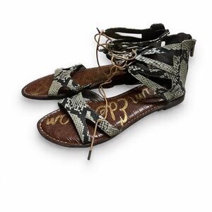 Sam Edelman Snake Print Lace-Up Gladiator Sandals